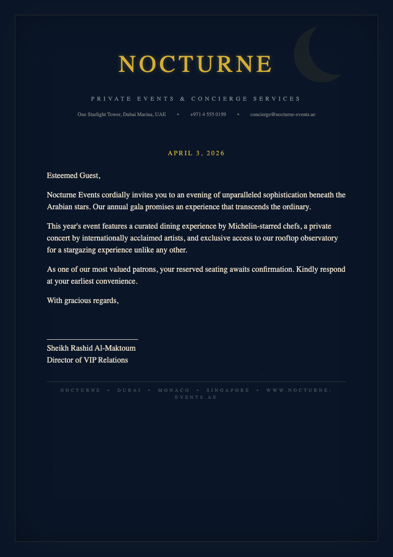 Midnight luxury decorative letterhead